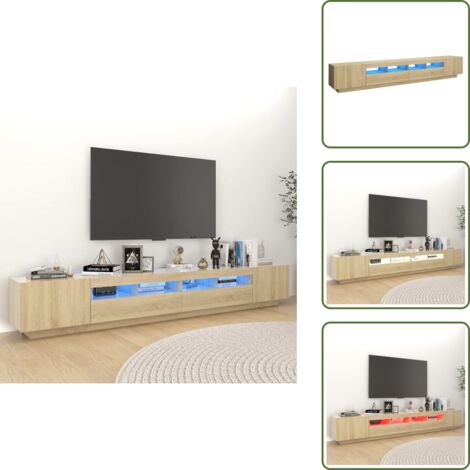 Armario de TV con luces RGB - vidaXL Armario TV con luces LED color roble Sonoma 260x35x40 cm - Armario de TV Sonoma