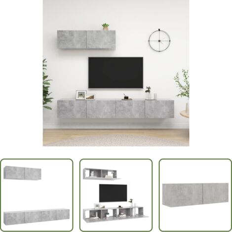 Armario de TV -  Set de muebles de salón 3 pzas madera ingeniería gris hormigón