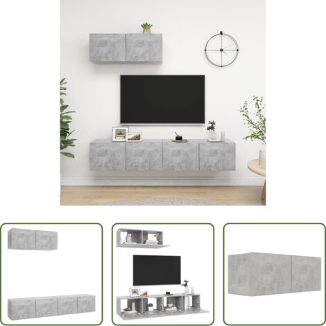 Armario de TV -  Set de muebles de salón 3 pzas madera ingeniería gris hormigón