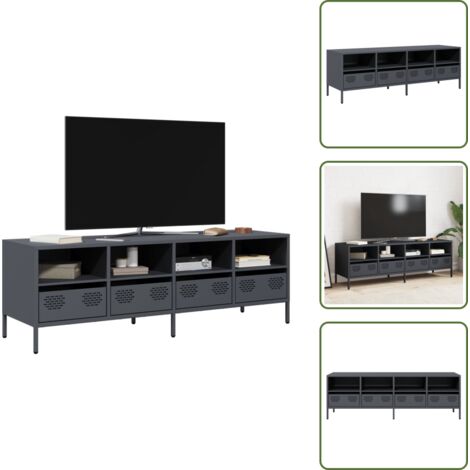 Armario de TV - vidaXL Mueble de TV acero laminado en frío antracita 135x39x43,5 cm - Almacenamiento organizado