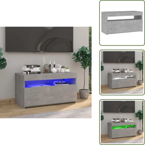 Armario de TV - vidaXL Mueble de TV con luces LED gris hormigón 75x35x40 cm - Almacenamiento