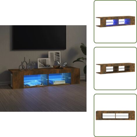 Armario de TV - vidaXL Mueble de TV con luces LED roble ahumado 135x39x30 cm - Almacenamiento