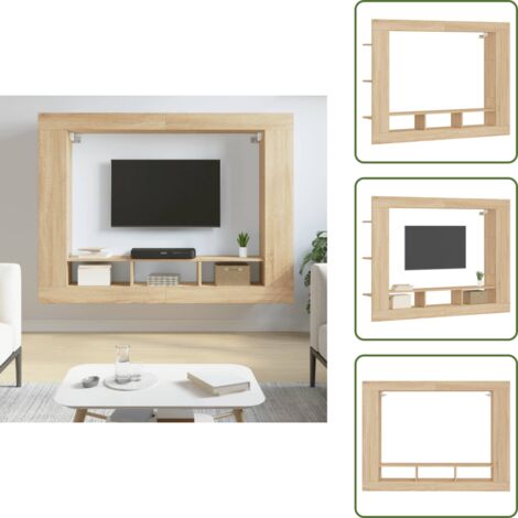 Armario de tv - vidaXL Mueble de TV madera de ingeniería roble Sonoma 152x22x113 cm - Mueble de tv moderno