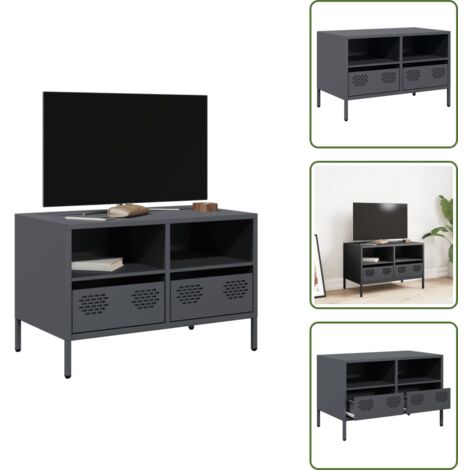 Armario de TV - vidaXL Mueble para TV acero laminado en frío antracita 68x39x43,5 cm - Almacenamiento organizado