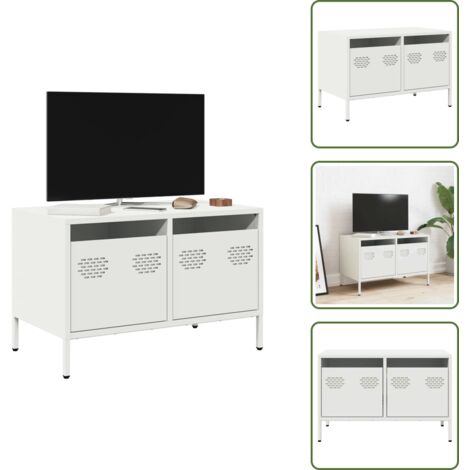 Armario de TV - vidaXL Mueble para TV acero laminado en frío blanco 68x39x43,5 cm - Muebles para salón