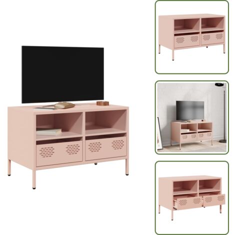 Armario de TV - vidaXL Mueble para TV acero laminado en frío rosa 68x39x43,5 cm - Almacenamiento organizado