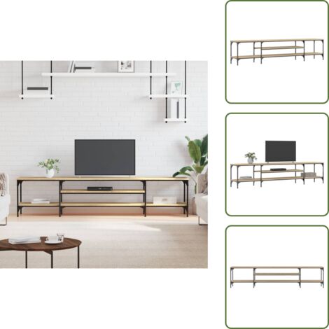 Armario de tv - vidaXL Mueble TV madera ingeniería y hierro roble sonoma 201x35x45 cm - Almacenamiento