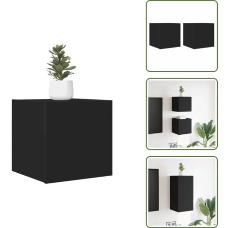 Armario de TV - vidaXL Muebles de salón de pared 2 uds negro 30,5x30x30 cm - Muebles modernos