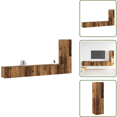 Armario de TV - vidaXL Muebles de TV de pared 3 uds madera vieja madera de ingeniería - Almacenamiento