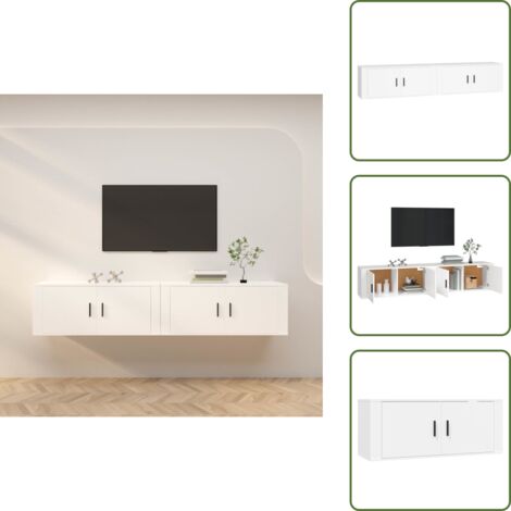 Armario de TV - vidaXL Muebles para TV de pared 2 uds blanco 100x34,5x40 cm - Almacenamiento para TV