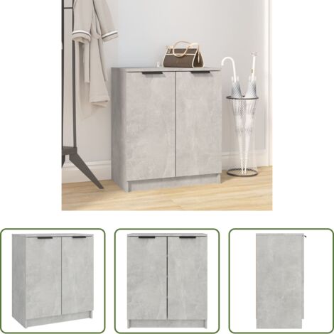 Armario de zapatos -  Mueble zapatero madera contrachapada gris hormigón 59x35x70 cm