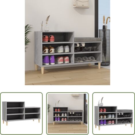 Armario de zapatos - Mueble zapatero madera contrachapada gris Sonoma 102x36x60 cm
