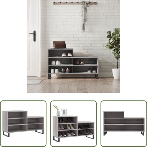 Armario de zapatos -  Mueble zapatero madera contrachapada gris Sonoma 102x36x60 cm