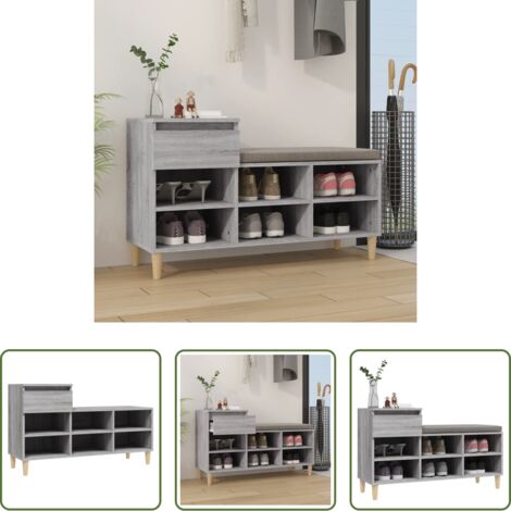 Armario de zapatos -  Mueble zapatero madera contrachapada gris Sonoma 102x36x60 cm