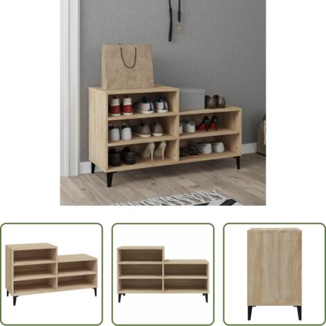 Armario de zapatos -  Mueble zapatero madera contrachapada roble Sonoma 102x36x60 cm