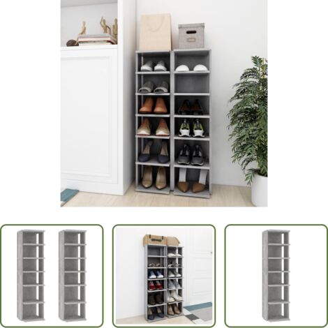 Armario de zapatos -  Muebles zapateros 2 uds color gris hormigón 27,5x27x102 cm
