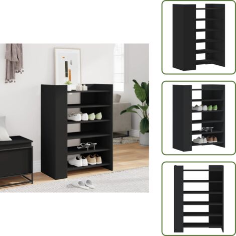 Armario de zapatos negro - vidaXL Mueble zapatero madera de ingeniería negro 74,5x37,5x100 cm - Almacenamiento de zapatos