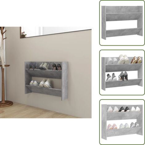 Armario de zapatos para entrada - vidaXL Zapatero de pared madera contrachapada gris hormigón 80x18x60cm - Armario de zapatos madera