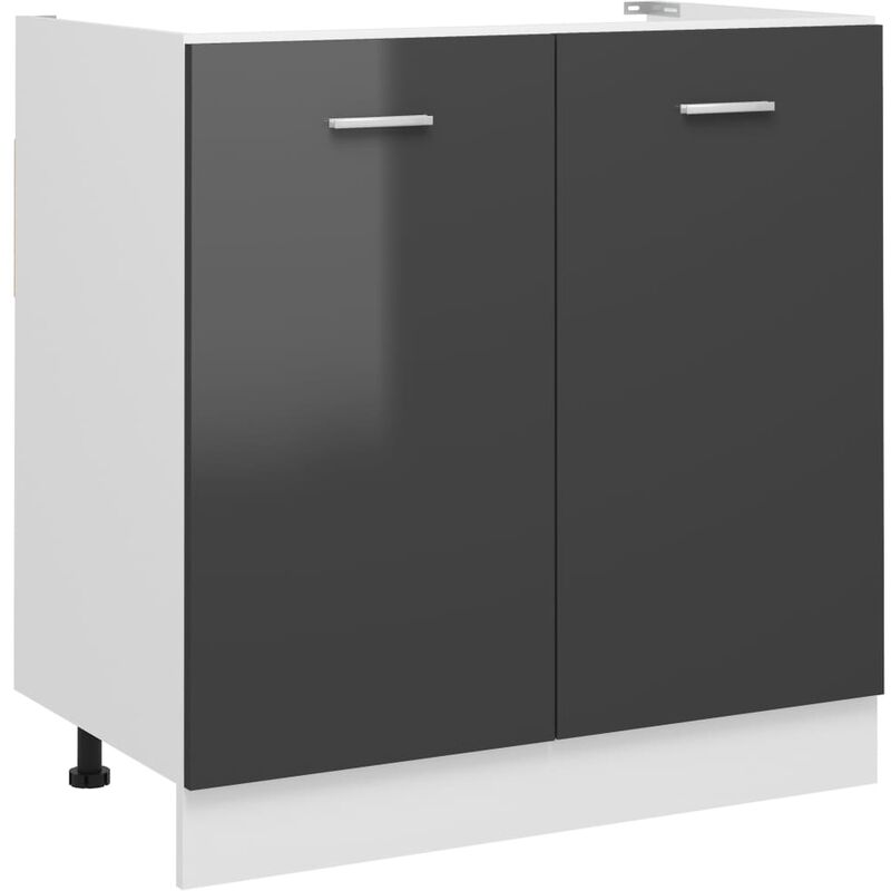 

Armario debajo fregadero aglomerado gris brillo 80x46x81,5 cm - Gris