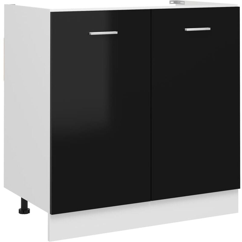 

Armario debajo fregadero aglomerado negro brillo 80x46x81,5 cm