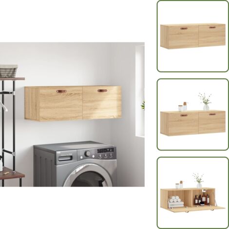 Armario decorativo - vidaXL Armario de pared madera ingeniería roble Sonoma 100x36,5x35 cm - Armario de almacenamiento