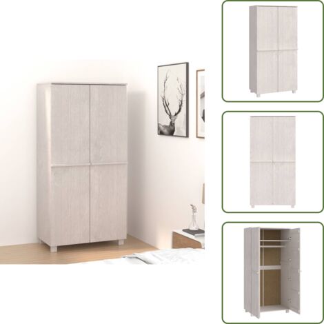 Armario decorativo - vidaXL Armario HAMAR madera maciza de pino blanco 89x50x180 cm - Armario de madera maciza