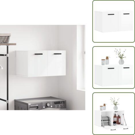 Armario decorativo - vidaXL Armario pared madera contrachapada blanco brillo 60x36,5x35 cm - Armario de almacenamiento