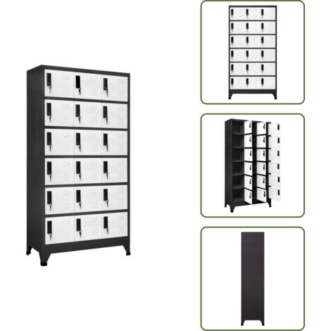 Armario decorativo - vidaXL Taquilla de acero gris antracita y blanco 90x40x180 cm - Armario para oficina