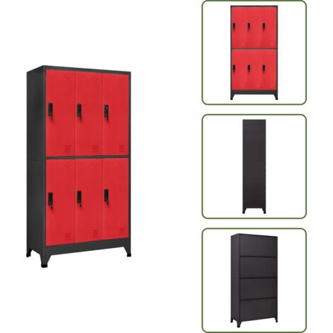 Armario decorativo - vidaXL Taquilla de acero gris antracita y rojo 90x45x180 cm - Armario para oficina