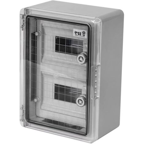 Armario distribución 16 módulos (8x2) 250x350x150mm. Puerta transparente