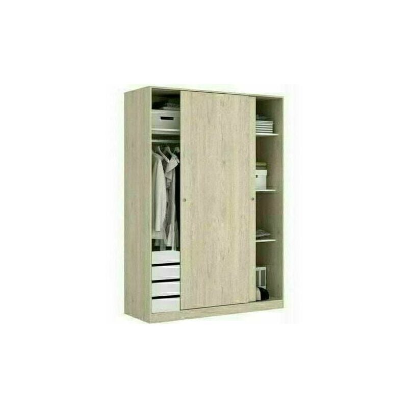 

Armario Dormitorio 120 CON CAJONERA natural, de 2 puertas correderas con guías y tiradores