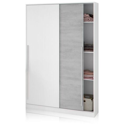 Armario dos puertas correderas en cemento y blanco artik dormitorio matrimonio diseño industrial