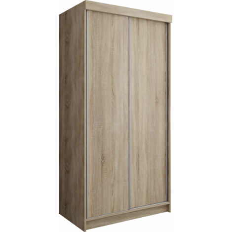 Armario Dover 104, Roble Sonoma, 200x100x62cm, Puertas de armario: Correderas, Número de estantes: 5, LED