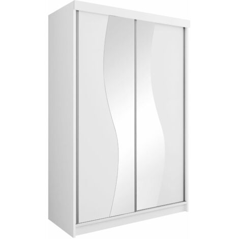 Armario Dover 110, Blanco, 200x150x62cm, Puertas de armario: Correderas, Número de estantes: 5