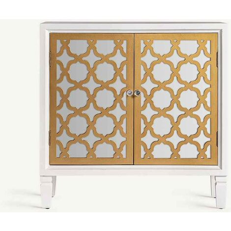 Armario en madera con acabado blanco y detalle dorado ZAIRA BURKINA - Blanco