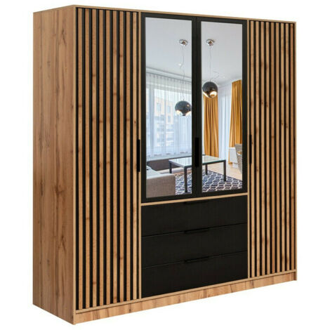 Armario Enolevo 102 , 200x196x58cm, Puertas de armario: Con bisagras, Número de estantes: 8