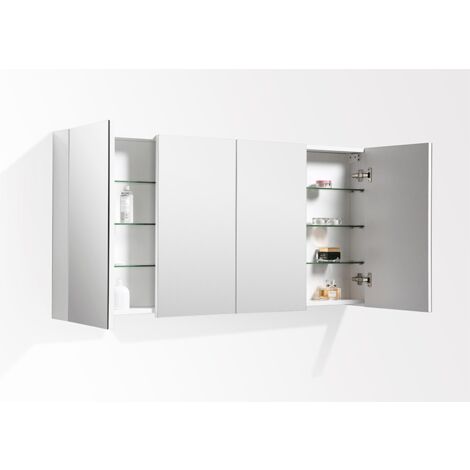 Armario espejo baño 144cm MONTADO SIENA Blanco Lacado