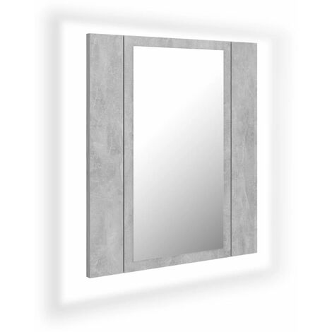 Armario espejo baño luz LED acrílico gris hormigón 40x12x45 cm vidaXL