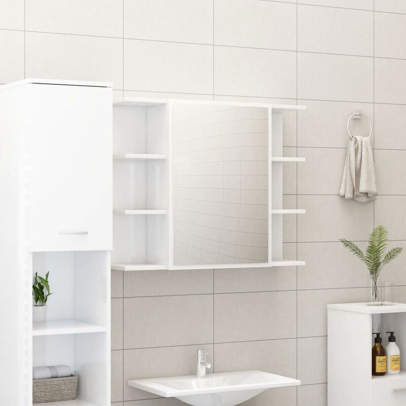 

Armario espejo de baño aglomerado blanco brillante 80x20,5x64cm