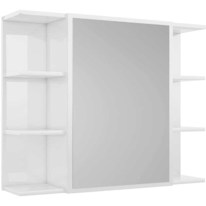 

vidaXL Armario espejo de baño aglomerado blanco brillante 80x20,5x64cm - Blanco