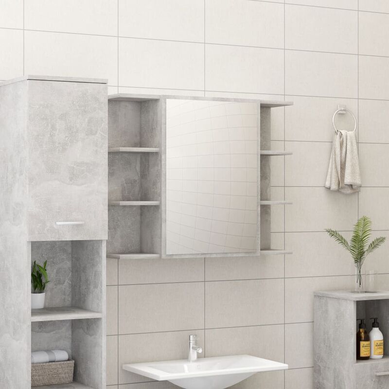 

Armario espejo de baño aglomerado gris hormigón 80x20,5x64 cm