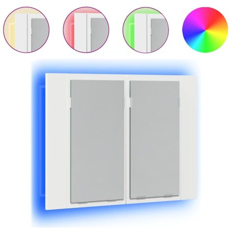 Armario espejo de baño con luz LED acrílico blanco 60x12x45 cm vidaXL