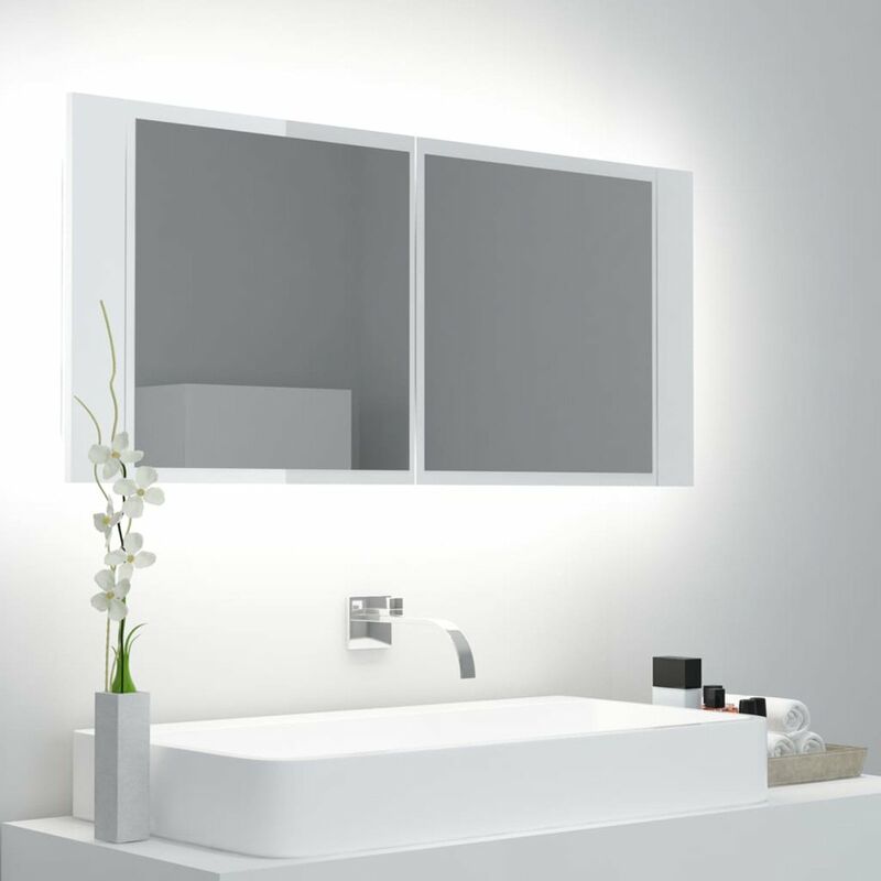

Armario espejo de bano luz LED blanco brillante 100x12x45 cm