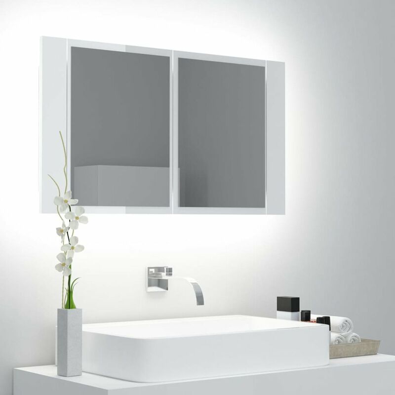 

Armario espejo de bano luz LED blanco brillante 80x12x45 cm