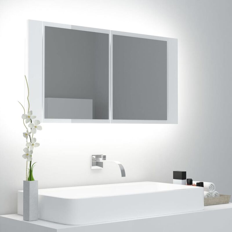 

Armario espejo de baño luz LED blanco brillante 90x12x45 cm