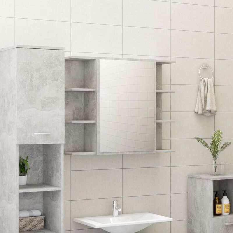 

Armario espejo de baño aglomerado gris hormigón 80x20,5x64 cm - Gris