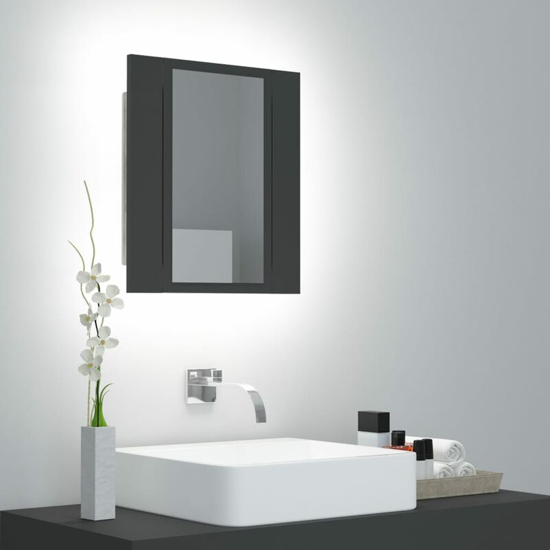 

Armario espejo de baño con luz LED gris 40x12x45 cm - Gris