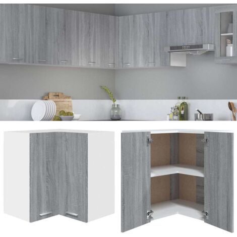 Armario esquinero colgante "Lyon" gris  57x57x60 cm madera de ingeniería
