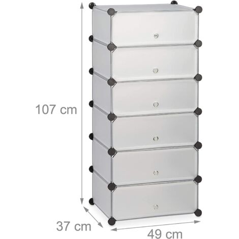 Armario estante mueble zapatero almacenamiento de plástico zapatos modulares 12 pares transparente 130001661