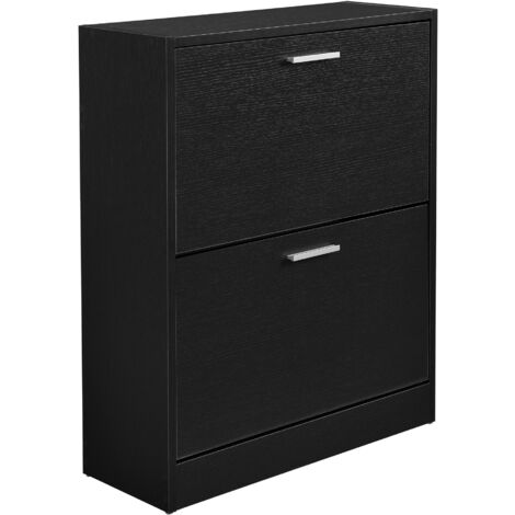 Armario estante zapatero almacenamiento 2 compartimentos tablero de partículas 63 x 24 x 81 cm negro 030005171